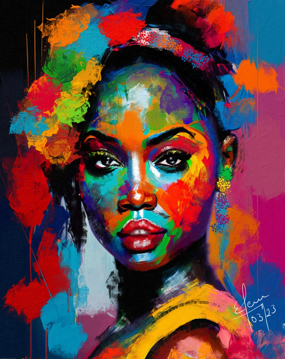 Black Woman Acrylic Portrait