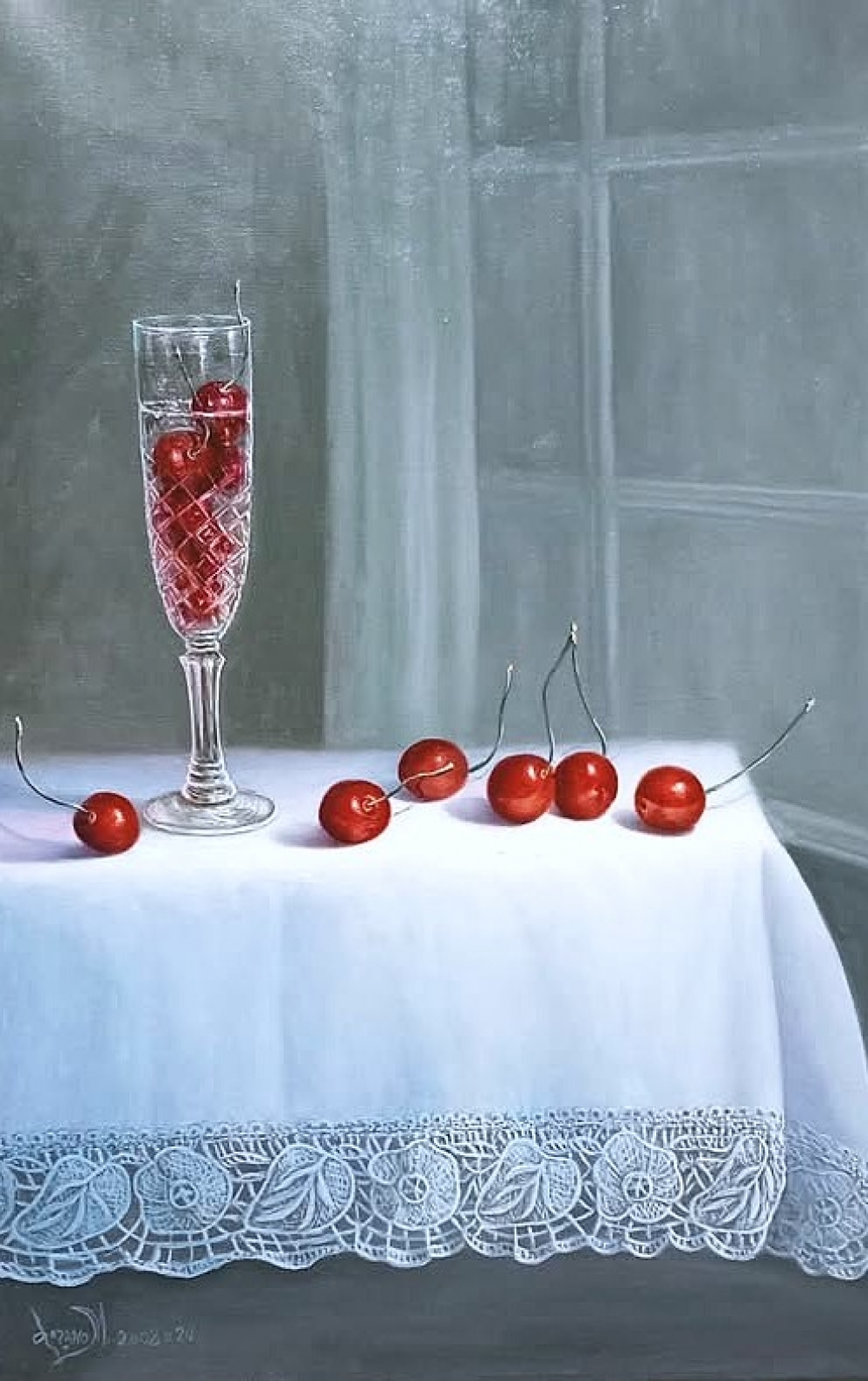 Cerezas y copa