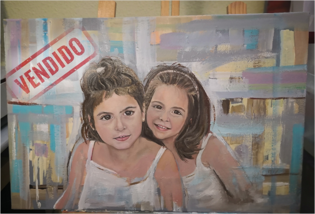 Retrato de valentina y carolina