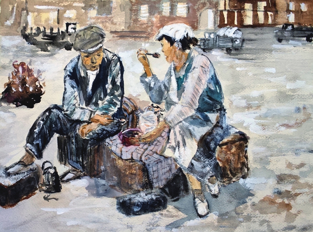 Escenas perdidas:  1933 'Un paleta comiendo con su mujer el puchero a pie de obra'